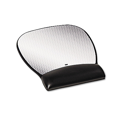 3M Antimicrobial Gel Large Mouse Pad with Wrist Rest, 9.25 x 8.75, Black (MW310LE)