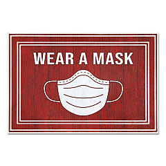 Apache Mills Message Floor Mats, 24 x 36, Red/White, "Wear A Mask" (3984528842X3)