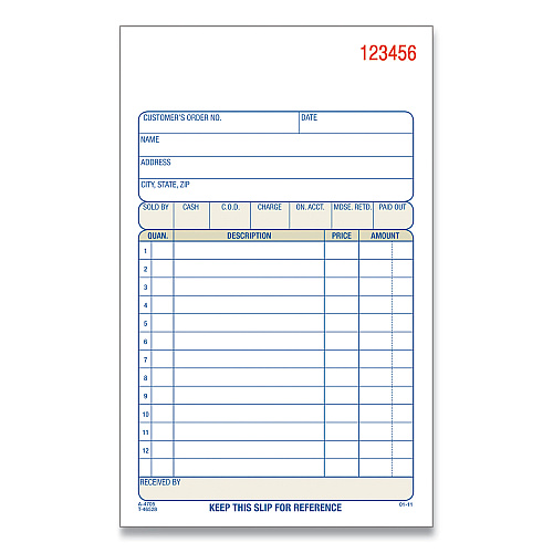 Adams Two-Part Sales Book, Two-Part Carbonless, 4.19 x 7.19, 1/Page, 50 Forms/Pad, 10 Pads/Box (DC470510)