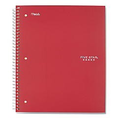 Five Star Wirebound Notebook, 5 Subject, 8 Pockets, Wide/Legal Rule, Randomly Assorted Covers, 10.5 x 8, 200 Sheets (51016)