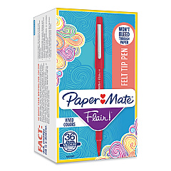 Paper Mate Point Guard Flair Felt Tip Porous Point Pen, Stick, Bold 1.4 mm, Red Ink, Red Barrel, 36/Box (1921091)