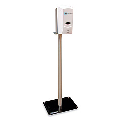 BK Resources Hand Sanitizer Stand with Hands Free Dispenser, 1,000 mL, 12 x 16 x 51, Silver/White/Black (BKSSPC10D)
