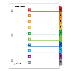 Cardinal OneStep Printable Table of Contents and Dividers, 10-Tab, 1 to 10, 11 x 8.5, White, 1 Set (61018)