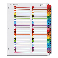 Cardinal OneStep Printable Table of Contents and Dividers - Double Column, 52-Tab, 1 to 52, 11 x 8.5, White, 1 Set (60990)