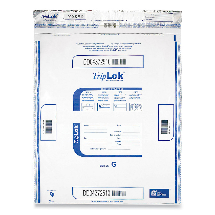 TripLOK Deposit Bag, Plastic, 19 x 23, Clear, 250/Carton (585056)