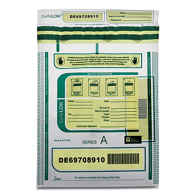 SafeLOK Deposit Bag, Plastic, 9 x 12, Clear, 100/Pack (585087)