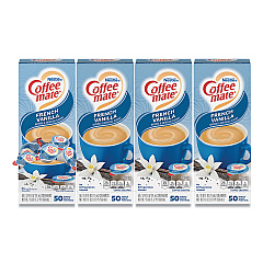 Coffee mate Liquid Coffee Creamer, French Vanilla, 0.38 oz Mini Cups, 50/Box, 4 Boxes/Carton, 200 Total/Carton (35170CT)