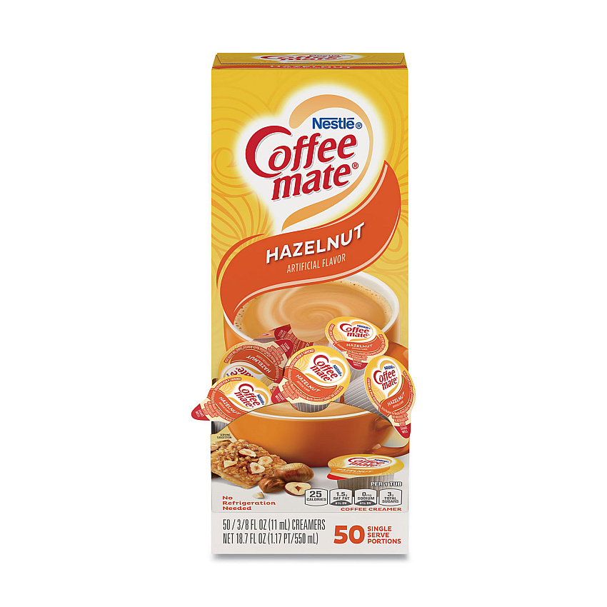 Coffee mate Liquid Coffee Creamer, Hazelnut, 0.38 oz Mini Cups, 50/Box (35180BX)