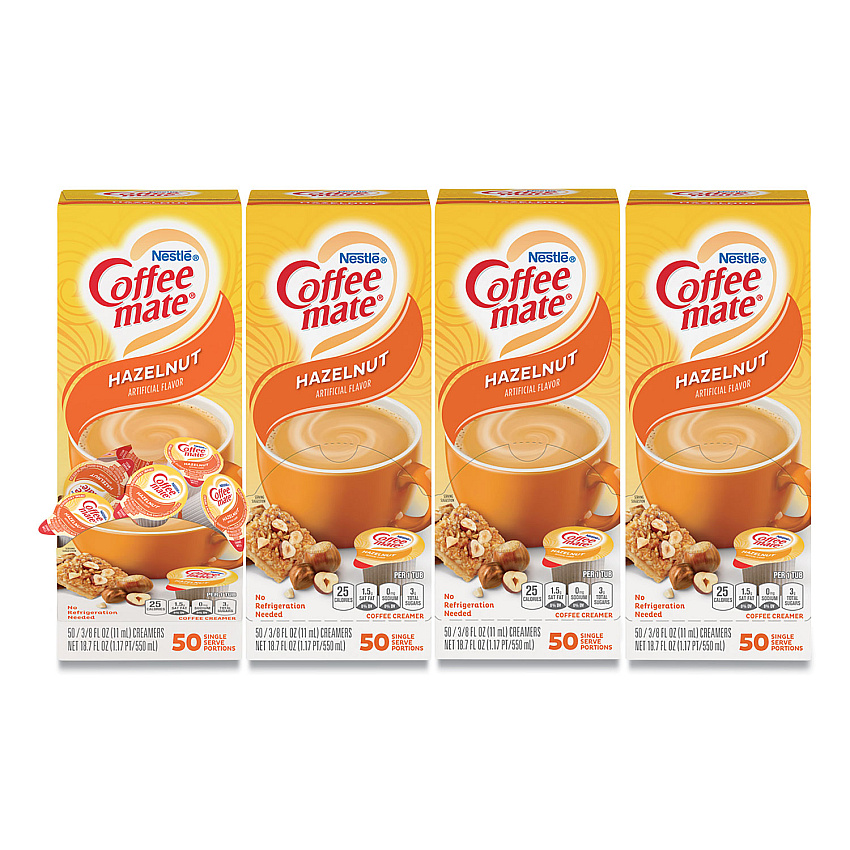 Coffee mate Liquid Coffee Creamer, Hazelnut, 0.38 oz Mini Cups, 50/Box, 4 Boxes/Carton, 200 Total/Carton (35180CT)