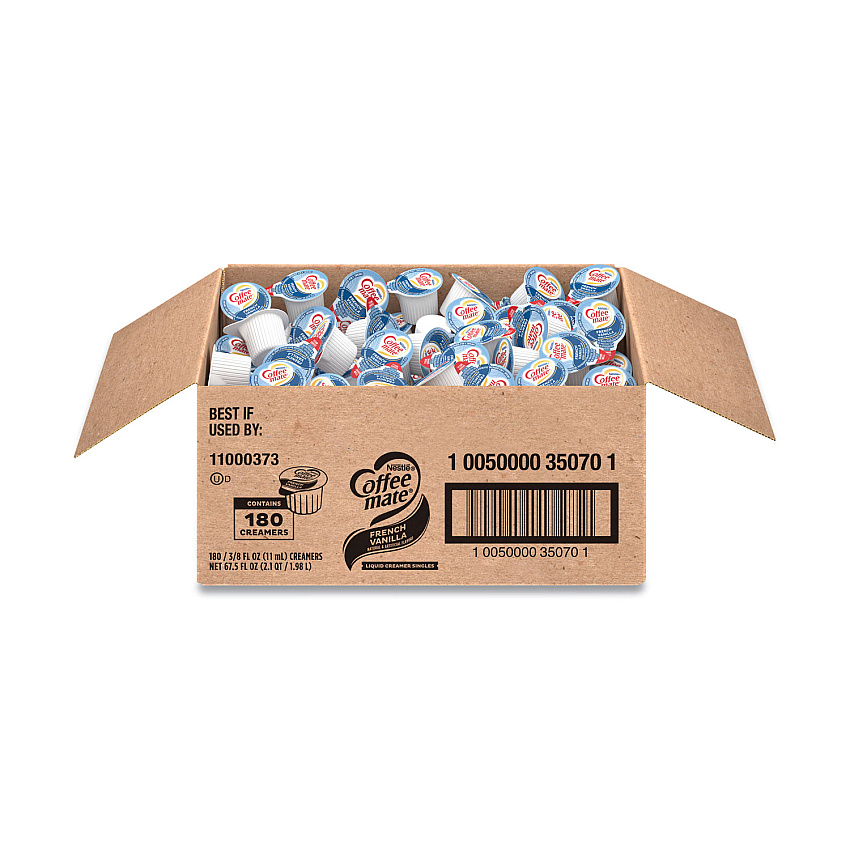 Coffee mate Liquid Coffee Creamer, French Vanilla, 0.38 oz Mini Cups, 180/Carton (35070)