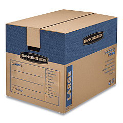 Bankers Box SmoothMove Prime Moving and Storage Boxes, Regular Slotted Container (RSC), 24" x 18" x 18", Brown Kraft/Blue, 6/Carton (0062901)