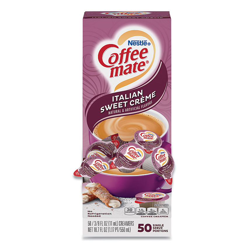 Coffee mate Liquid Coffee Creamer, Italian Sweet Creme, 0.38 oz Mini Cups, 50/Box (84652)