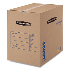 Bankers Box SmoothMove Basic Moving Boxes, Large, Regular Slotted Container (RSC), 18" x 18" x 24", Brown Kraft/Blue, 15/Carton (7714001)