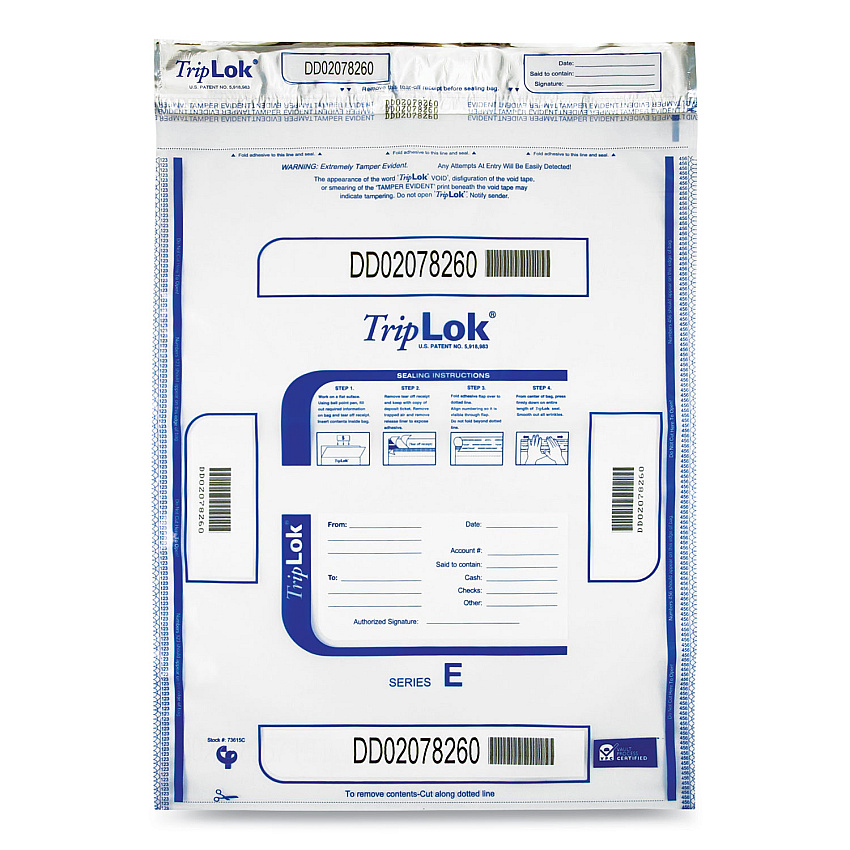 TripLOK Deposit Bag, Plastic, 15 x 20, Clear, 250/Carton (585048)