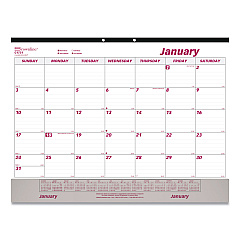Brownline Monthly Desk Pad Calendar, 22 x 17, White/Burgundy Sheets, Black Binding, Clear Corners, 12-Month (Jan to Dec): 2023 (C1731V)