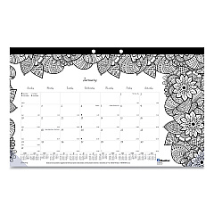 Blueline Monthly Desk Pad Calendar, DoodlePlan Coloring Pages, 17.75 x 10.88, Black Binding, Clear Corners, 12-Month (Jan-Dec): 2023 (C2917001)
