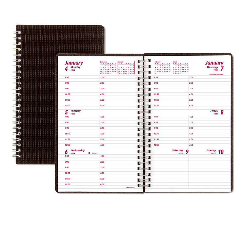 Brownline DuraFlex Weekly Planner, 8 x 5, Black Cover, 12-Month (Jan to Dec): 2023 (CB75VBLK)