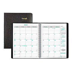 Brownline EcoLogix Recycled Monthly Planner, EcoLogix Artwork, 11 x 8.5, Black Cover, 14-Month (Dec to Jan): 2022 to 2024 (CB435WBLK)