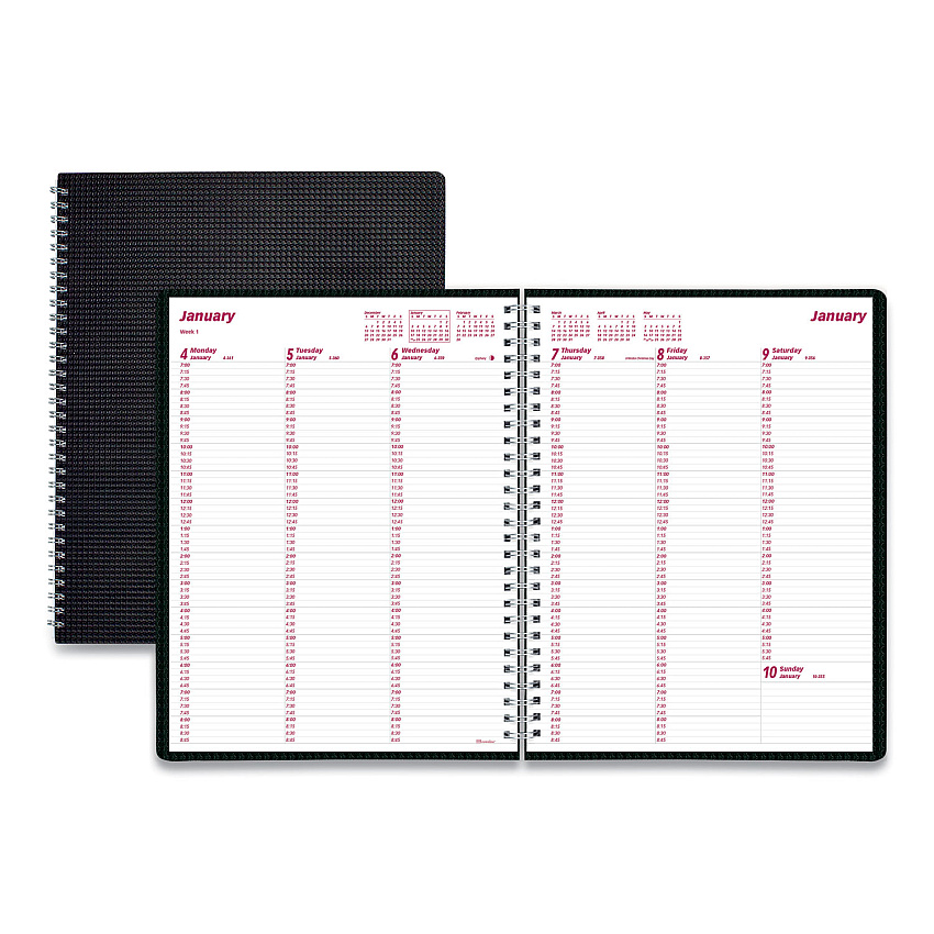 Brownline DuraFlex Weekly Planner, 11 x 8.5, Black Cover, 12-Month (Jan to Dec): 2023 (CB950VBLK)