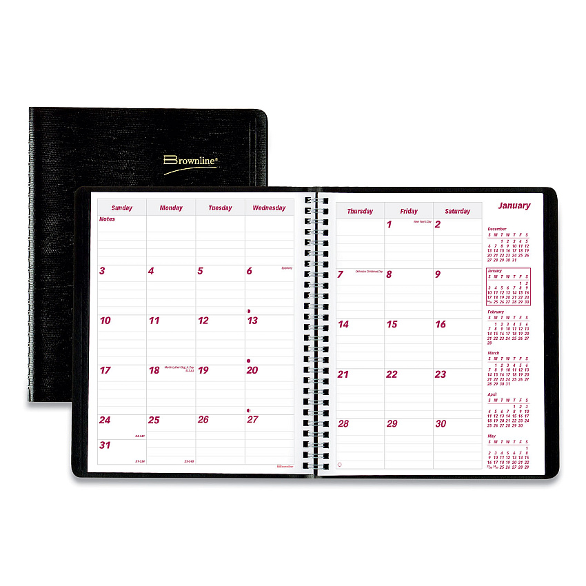 Brownline Essential Collection 14-Month Ruled Monthly Planner, 8.88 x 7.13, Black Cover, 14-Month (Dec to Jan): 2022 to 2024 (CB1200BLK)