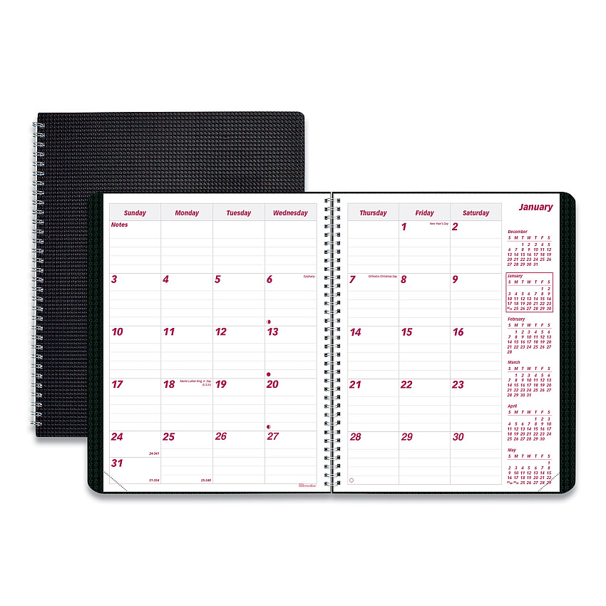 Brownline DuraFlex 14-Month Planner, 8.88 x 7.13, Black Cover, 14-Month (Dec to Jan): 2022 to 2024 (CB1200VBLK)