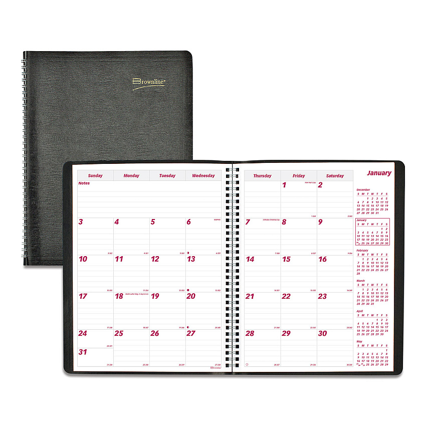 Brownline Essential Collection 14-Month Ruled Monthly Planner, 11 x 8.5, Black Cover, 14-Month (Dec to Jan): 2022 to 2024 (CB1262BLK)
