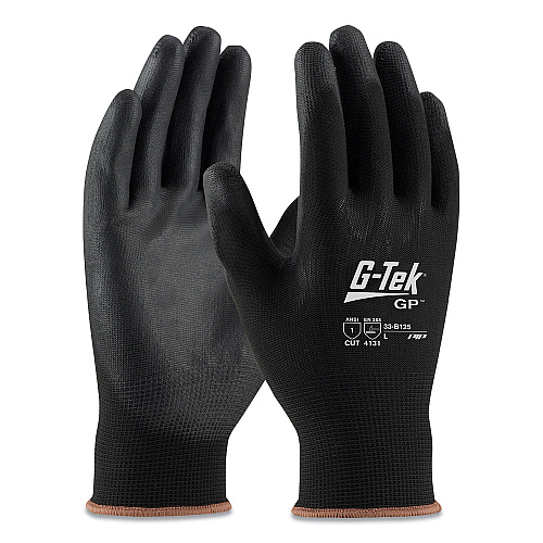 G-Tek GP Polyurethane-Coated Nylon Gloves, X-Large, Black, 12 Pairs (33B125XL)