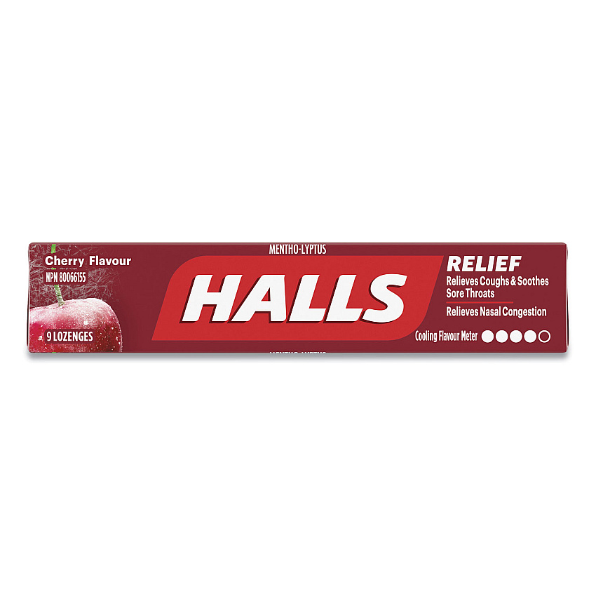 HALLS Mentho-Lyptus Cough and Sore Throat Lozenges, Cherry, 9/Pack, 20 Packs/Box (AMC62476)