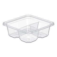 Tamperguard Snack Boxes, 3-compartment, 6.3 X 6.3 X 2.1, Clear, Plastic, 300/carton