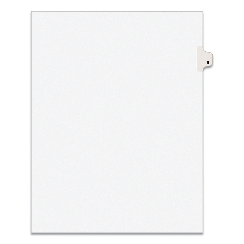 Preprinted Legal Exhibit Side Tab Index Dividers, Avery Style, 10-Tab, 5, 11 x 8.5, White, 25/Pack (11915)