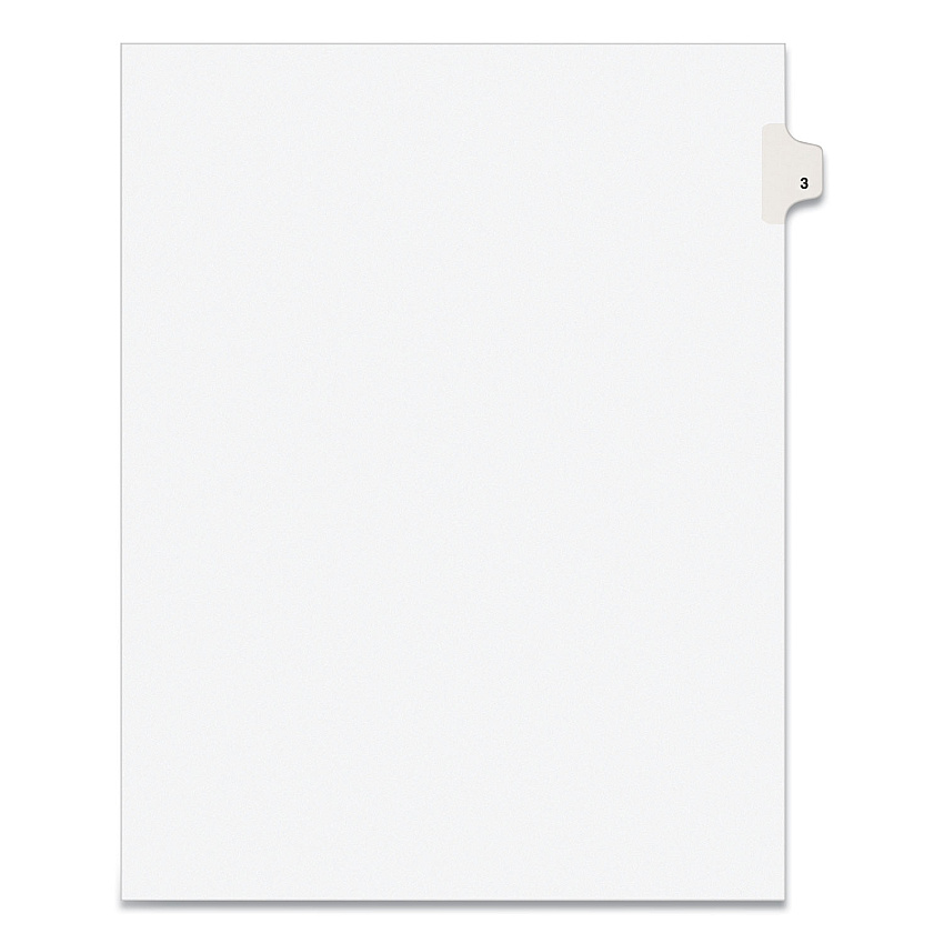 Preprinted Legal Exhibit Side Tab Index Dividers, Avery Style, 10-Tab, 3, 11 x 8.5, White, 25/Pack (11913)