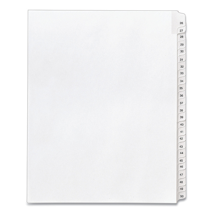 Avery Preprinted Legal Exhibit Side Tab Index Dividers, Allstate Style, 25-Tab, 26 to 50, 11 x 8.5, White, 1 Set, (1702) (01702)