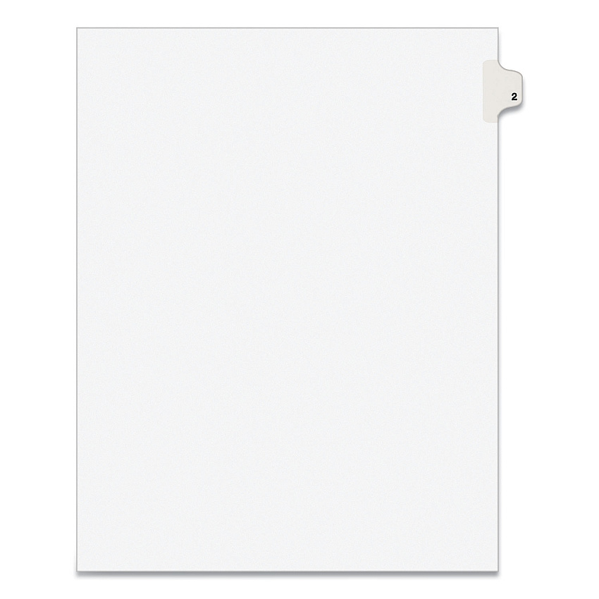 Preprinted Legal Exhibit Side Tab Index Dividers, Avery Style, 10-Tab, 2, 11 x 8.5, White, 25/Pack (11912)