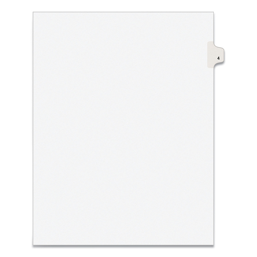 Preprinted Legal Exhibit Side Tab Index Dividers, Avery Style, 10-Tab, 4, 11 x 8.5, White, 25/Pack (11914)