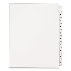 Avery Preprinted Legal Exhibit Side Tab Index Dividers, Allstate Style, 10-Tab, I to X, 11 x 8.5, White, 1 Set (82319)