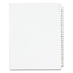 Preprinted Legal Exhibit Side Tab Index Dividers, Avery Style, 26-Tab, A to Z, 11 x 8.5, White, 1 Set, (1400) (01400)