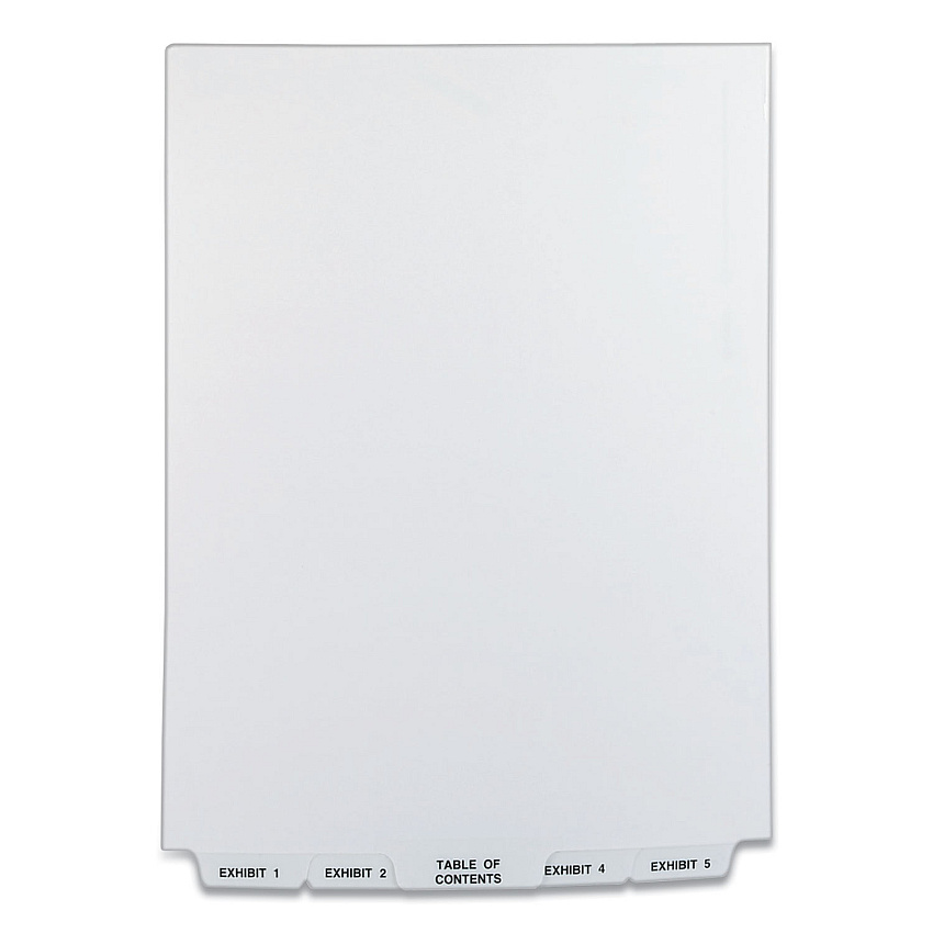 Preprinted Legal Exhibit Bottom Tab Index Dividers, Avery Style, 26-Tab, Exhibit 1 to Exhibit 25, 11 x 8.5, White, 1 Set (11378)
