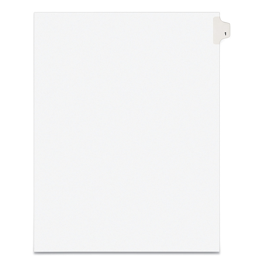 Preprinted Legal Exhibit Side Tab Index Dividers, Avery Style, 10-Tab, 1, 11 x 8.5, White, 25/Pack (11911)