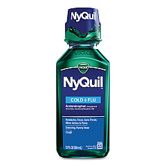 Vicks NyQuil Cold and Flu Nighttime Liquid, 12 oz Bottle, 12/Carton (01426)