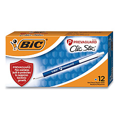 BIC PrevaGuard Ballpoint Pen, Retractable, Medium 1 mm, Blue Ink, Blue Barrel (CSA11BE)