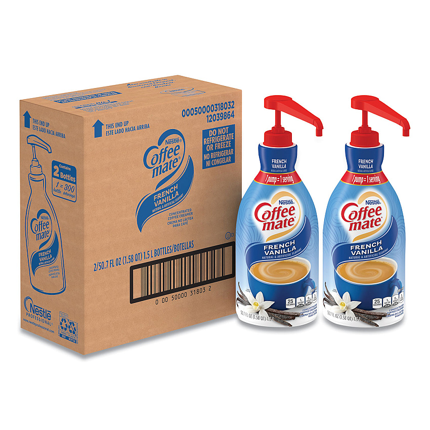 Coffee mate Liquid Coffee Creamer, French Vanilla, 1.5 Liter Pump Bottle, 2/Carton (31803CT)