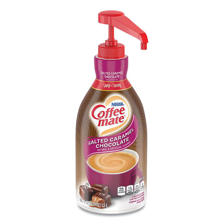 Coffee mate Liquid Creamer Pump Bottle, Salted Caramel Chocolate, 1.5 Liter (79976)