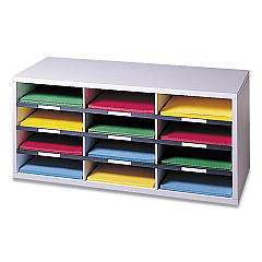 Fellowes Particle Board Desktop Sorter, 12 Sections, 29 x 11.88 x 12.9, Dove Gray (25004)
