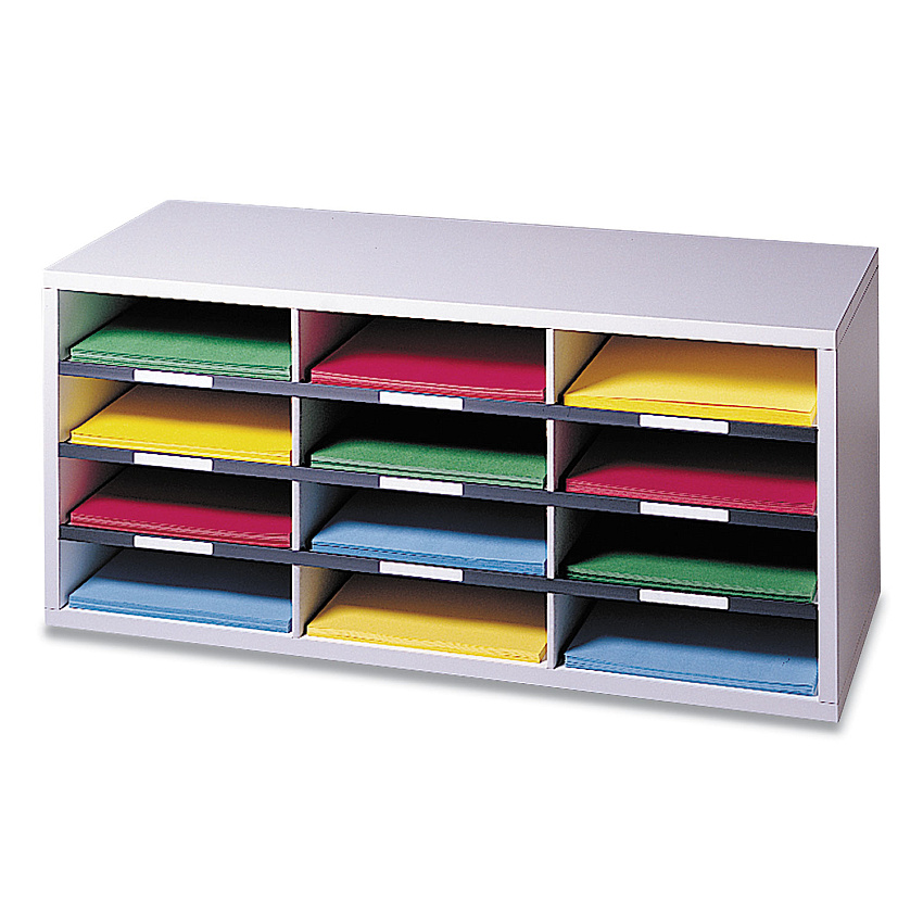 Fellowes Particle Board Desktop Sorter, 12 Sections, 29 x 11.88 x 12.9, Dove Gray (25004)
