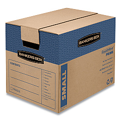 Bankers Box SmoothMove Prime Moving/Storage Boxes, Small, Regular Slotted Container (RSC), 16" x 12" x 12", Brown Kraft/Blue, 10/Carton (0062701)