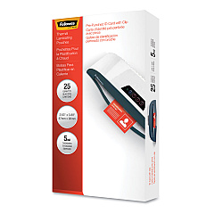 Fellowes Laminating Pouches, 5 mil, 3.88" x 2.63", Gloss Clear, 25/Pack (52033)