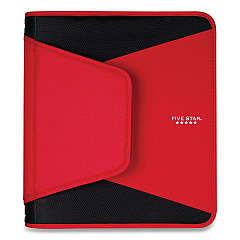 Five Star Tech Zipper Binder, 3 Rings, 1.5" Capacity, 11 x 8.5, Red/Black Accents (72206)