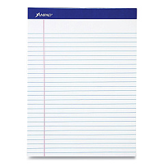Ampad Perforated Writing Pads, Wide/Legal Rule, 50 White 8.5 x 11.75 Sheets, Dozen (20360)
