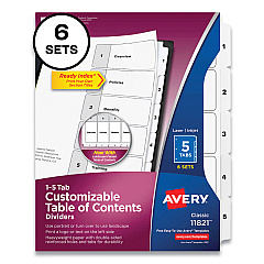 Avery Ready Index Binder Dividers - Customizable Table of Contents (11821)
