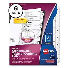 Avery Ready Index Binder Dividers - Customizable Table of Contents (11822)